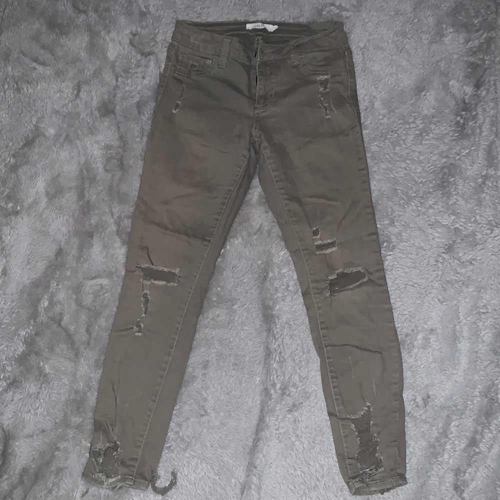 Sage green distressed Jeans